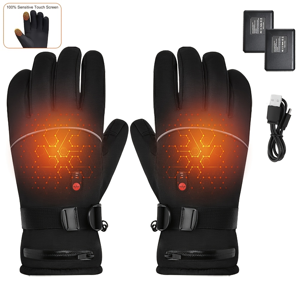 

1 Pair Rechargeable Gloves 5v 5000mah Battery Powered Winter Motorcycle Gloves Touchscreen Thermal Gloves Windproof Winter Hands Warmer Unisex For Outdoor Motorcycle Cycling Skiing Skating