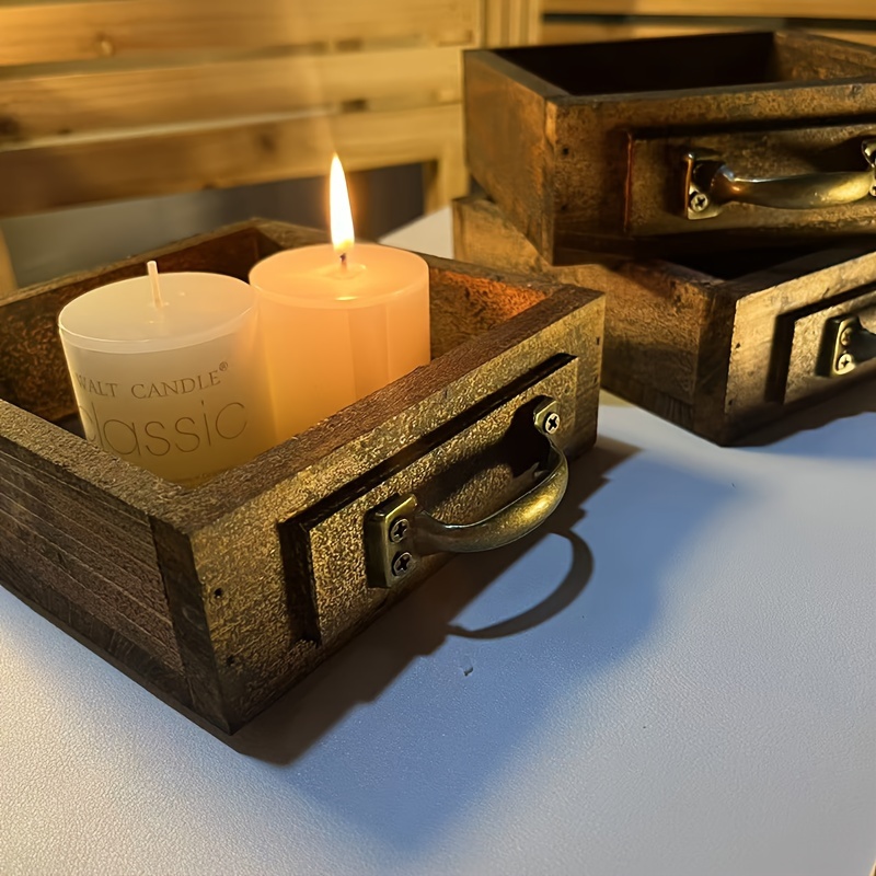 

Rustic Wooden Candle Holder Tray With Antique , Tabletop Decorative Candle Stand For Home, Jewelry Display, And Scented Candle Storage - Ideal For Christmas, Halloween, Hanukkah, Thanksgiving