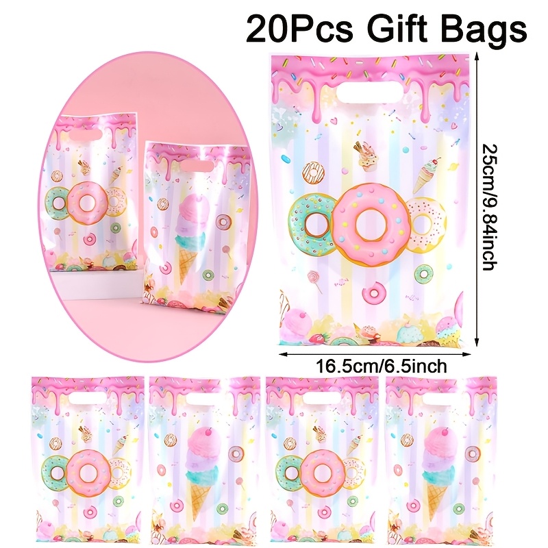 Image of 10/20/50pcs Donut-shaped Gift Bags With Sturdy Pp Plastic Handles - Sweet Treat Bags Suitable For Birthday Parties, Showers, Wedding Favors, Parties - Donut Packaging (10/ Count)