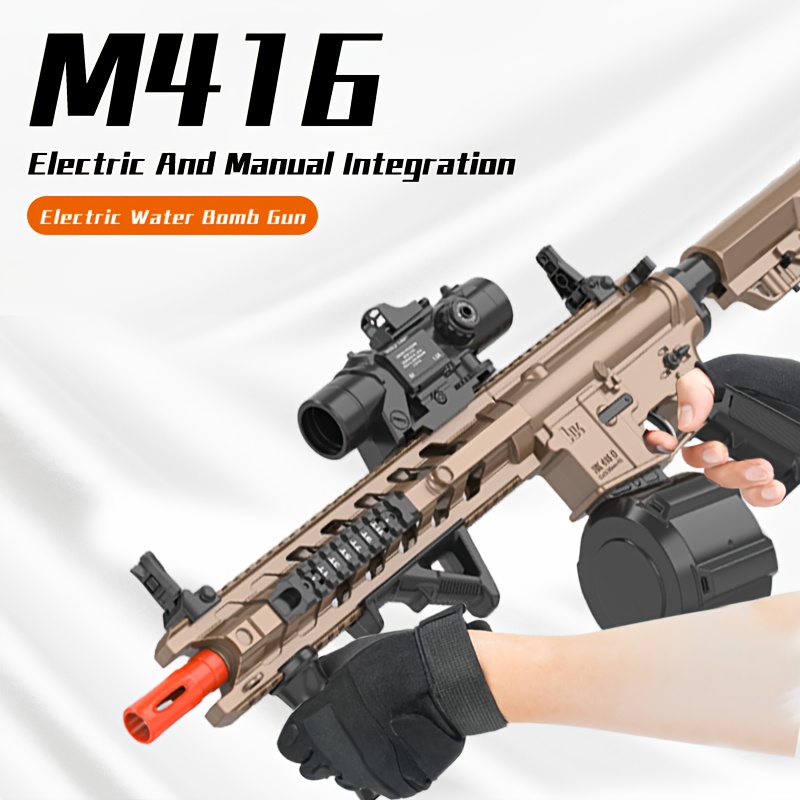 M4 Electric Gel Ball [7.4v High Speed Upgrade] M4 Highly Assembled Toy Rifle, Manual/Automatic Dual Mode Gel Ball Gun For Outdoor Entertainment, Team Shooting Games, Christmas Gifts No Bullets