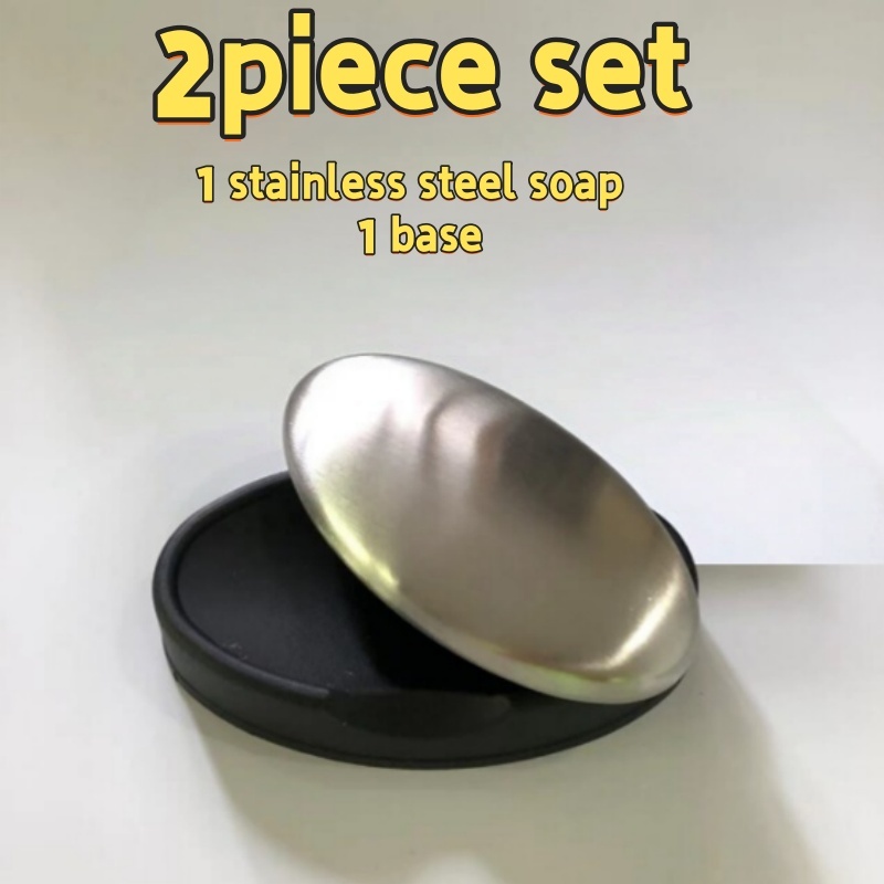 TEMU Lot de 2 : réutilisable en acier inoxydable 304 + support - Savon métallique inodore et durable, convient pour , la vaisselle et le nettoyage du