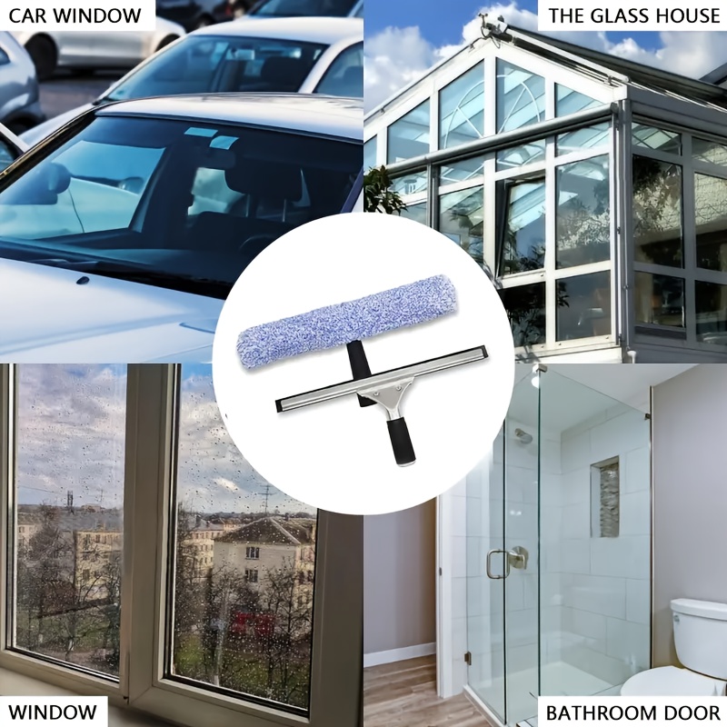 2pcs Professional Window Cleaning Set: Scraper And Microfiber Cloth - Suitable For Shower Glass, Mirrors, Doors, And Cars, Cleaning Tool
