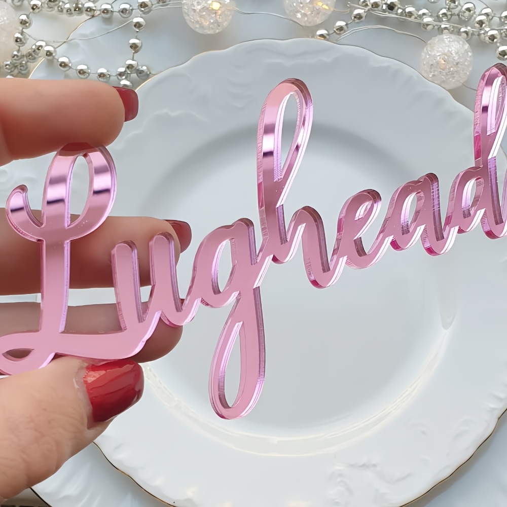 TEMU 1pc Custom Acrylic Name Card - Mirrored Acrylic Guest Seating Card, Laser Cut Mirrored Effect, Elegant Wedding And Party Supplies, Acrylic Table