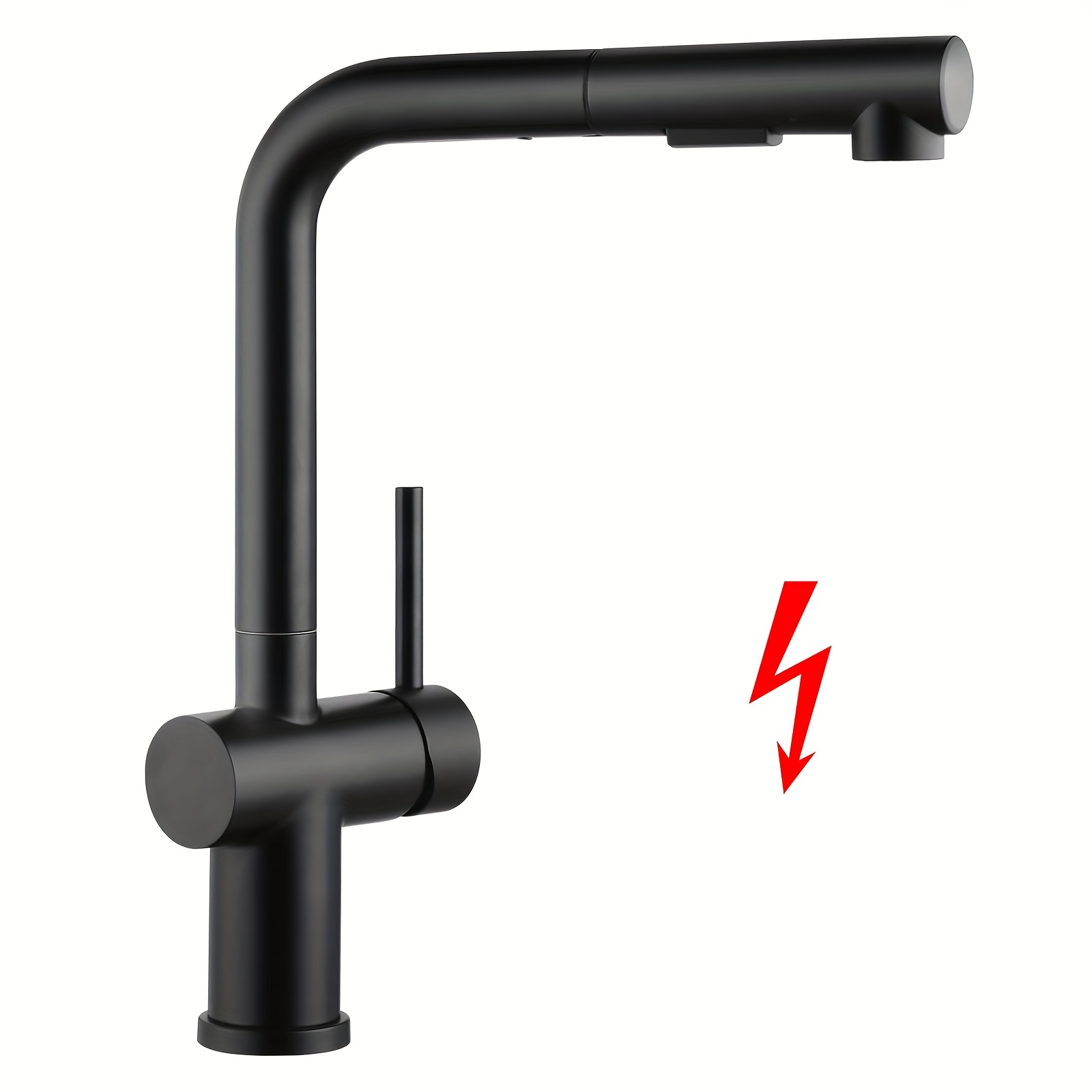 A Kitchen With , Extendable Pull-out , 360-degree Rotating , Dual Water Outlet Mode, Stainless Steel Sink Mixer In Black