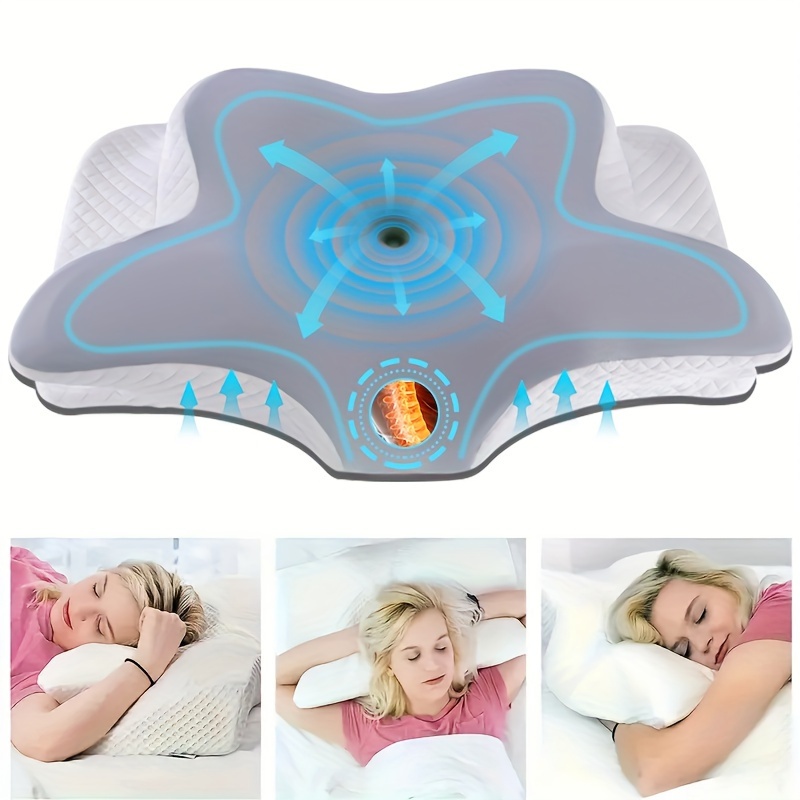 

1pc Ergonomic Cervical - Contoured Foam For , , And Stomach - , Hypoallergenic, And Pillowcase For And