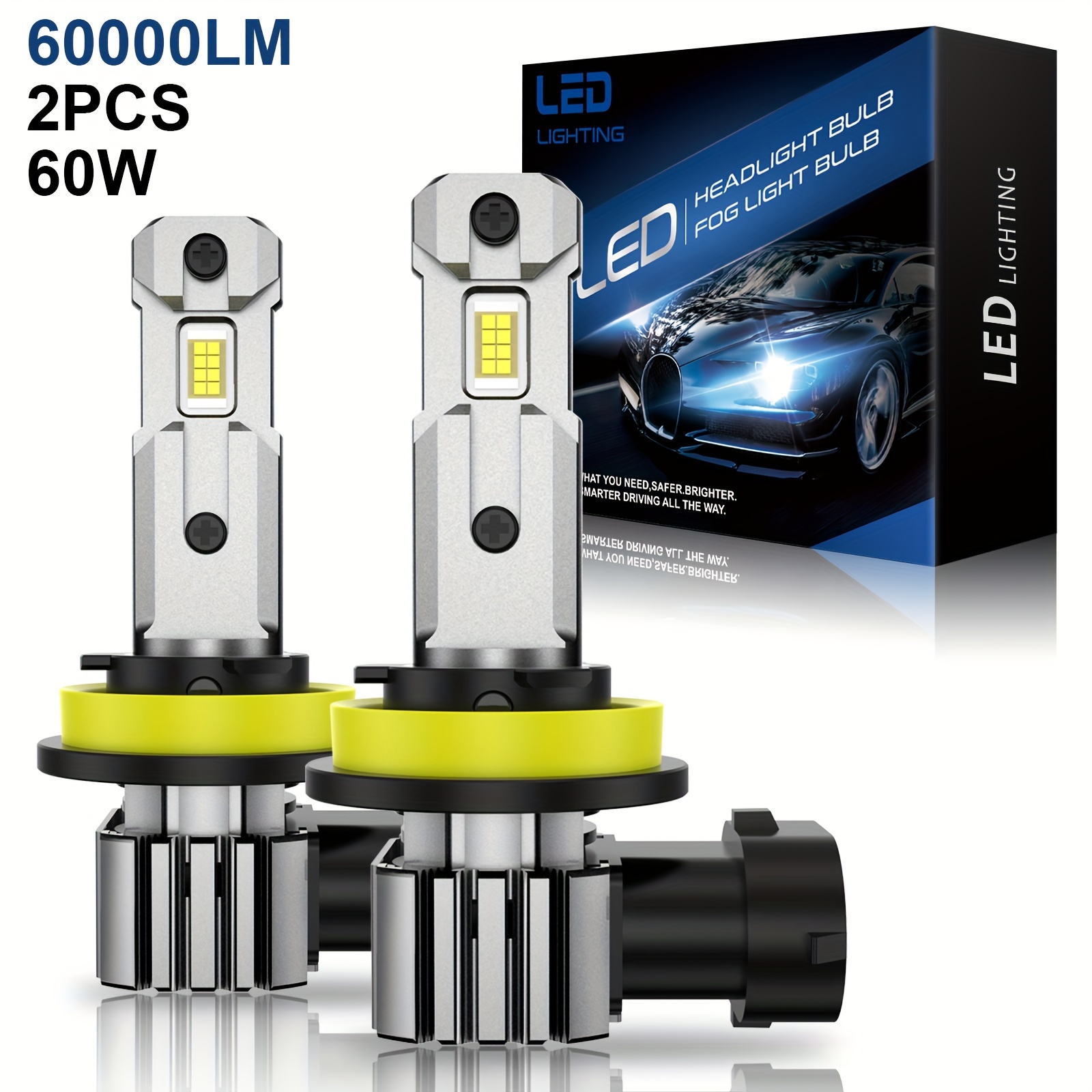 

2pcs Support- H11, H8, H9, Hb3, 9005, Hb4, 9006- For Upgrading Your Car Led Headlights 60000lm Super Bright Car Light 6500k White Light, Plug And Play, Easy To Install