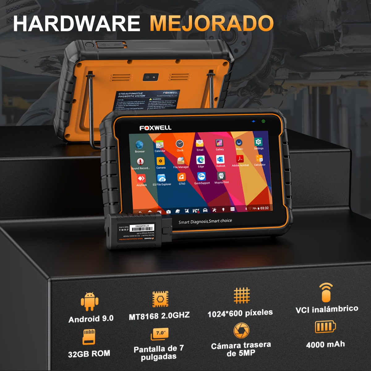 Foxwell GT60 BT Wireless Automotive Bi-directional Diagnostic Scanner Full System OBD2 Code Reader, Vehicle Analyzer with 24+ Reset Functions, DPF, SAS, Gearbox Matching, Sunroof Initialization & ABS