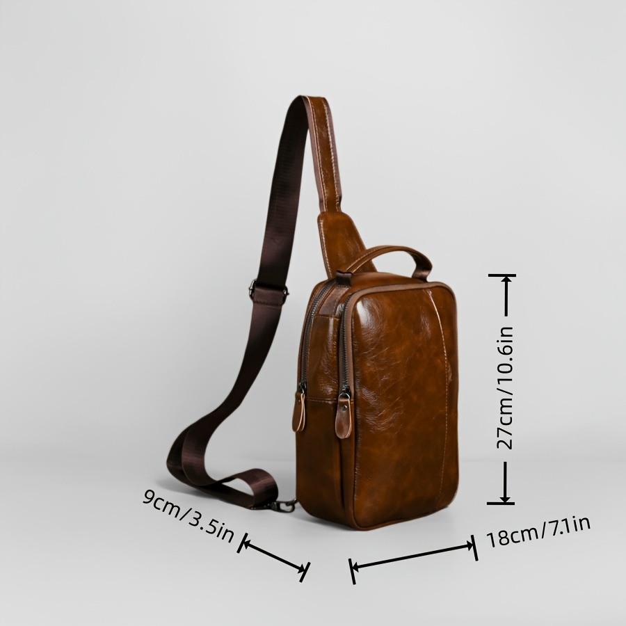 Men's Genuine Leather Chest Bag, First Layer Cowhide Design
