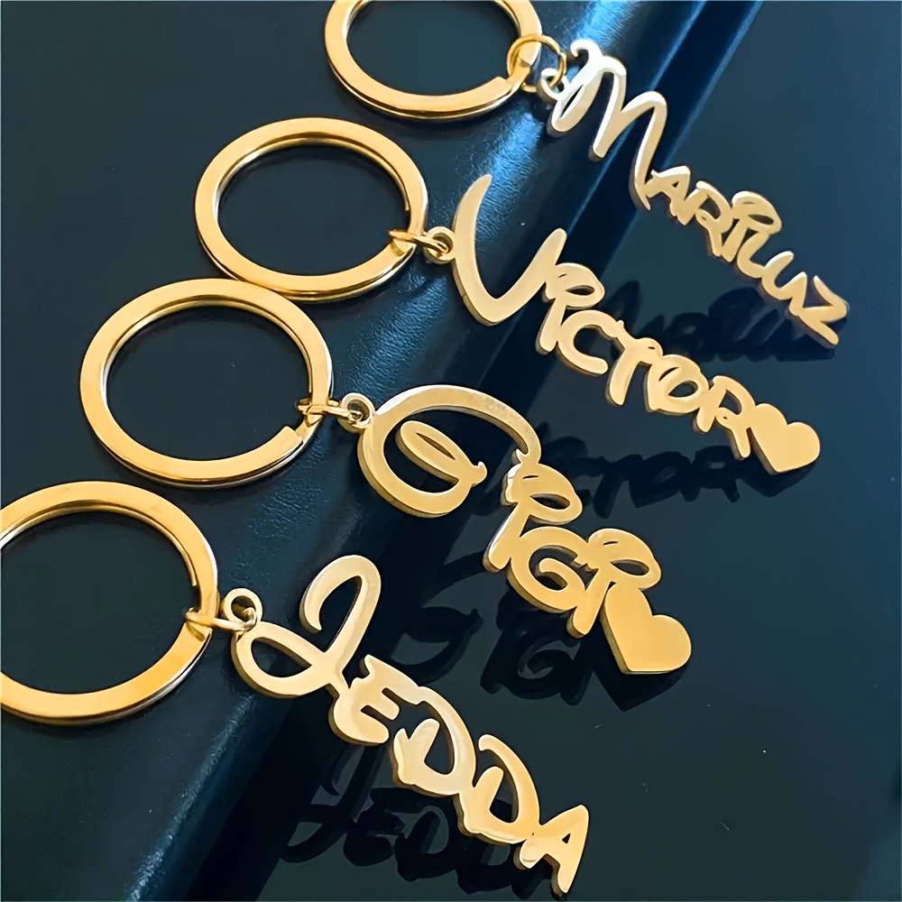 Custom Name Tag Keychain, Personalized Gift for Parents