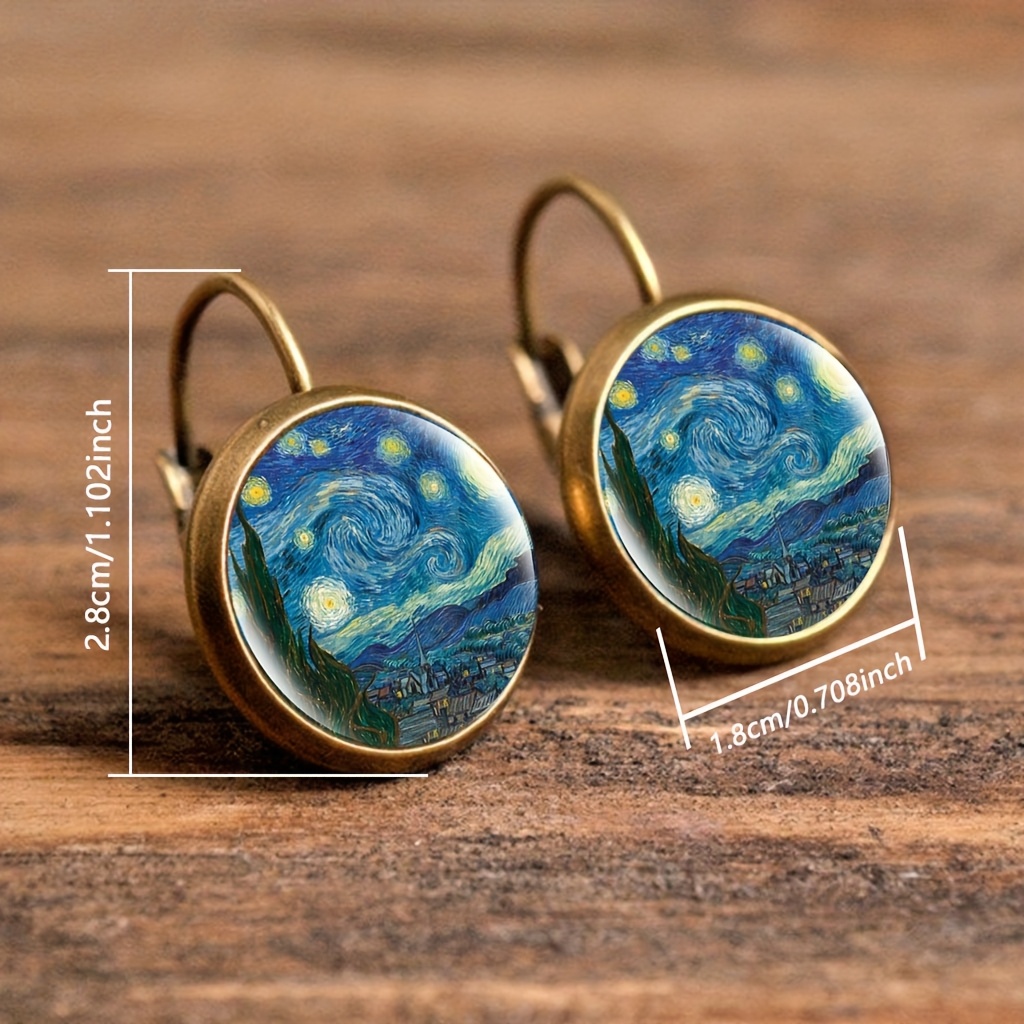 Creative Glass Animal Pattern Earrings, Retro Cartoon