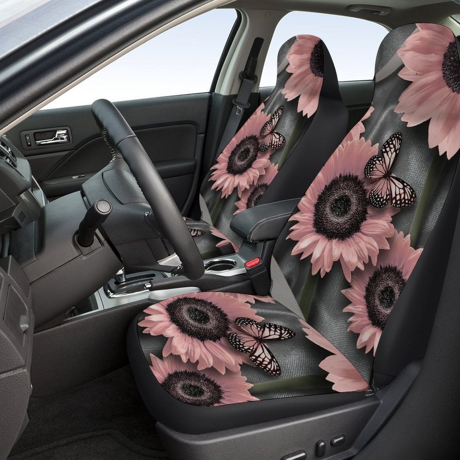 TEMU 2pcs Car Interior Seat Covers Breathable Non-slip Seat Covers Flower