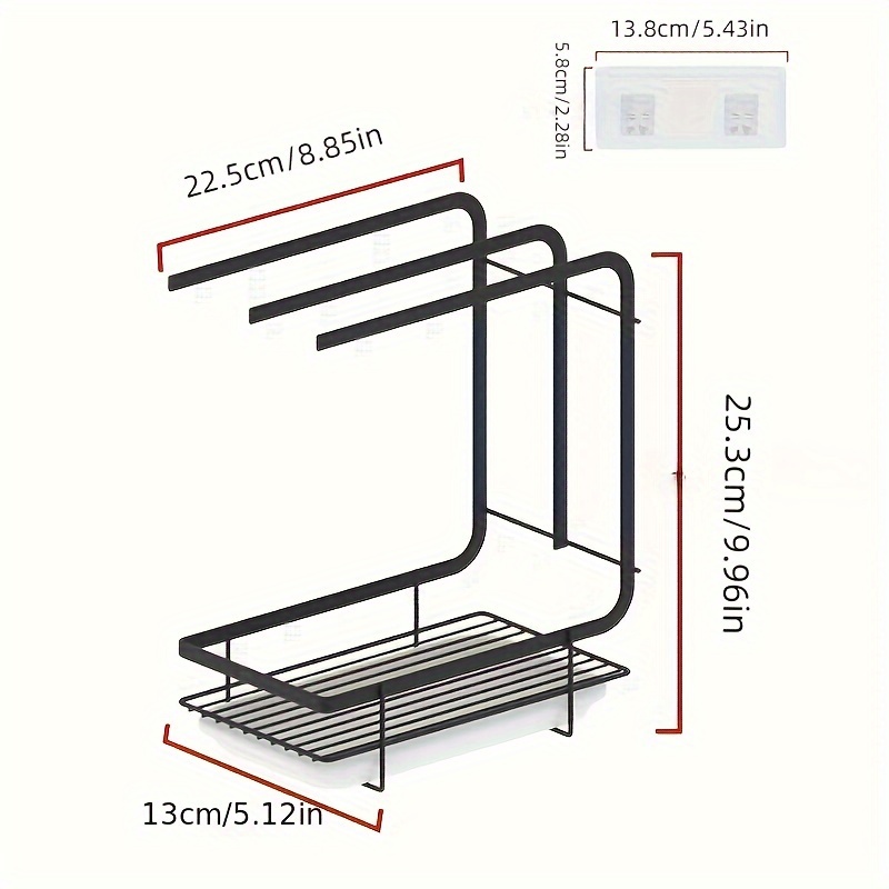 1  dishcloth towel rack wall mounted punch free table storage rack scouring pad steel wire ball draining rack sponge holder with   for kitchen sink home kitchen supplies details 6