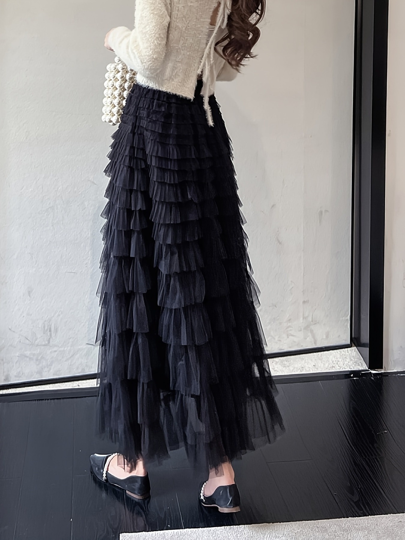 elegant long tulle skirt women black a line summer dress - Temu