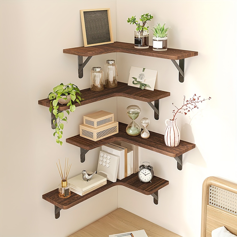 6pcs corner floating shelves wall mounted corner shelf Temu