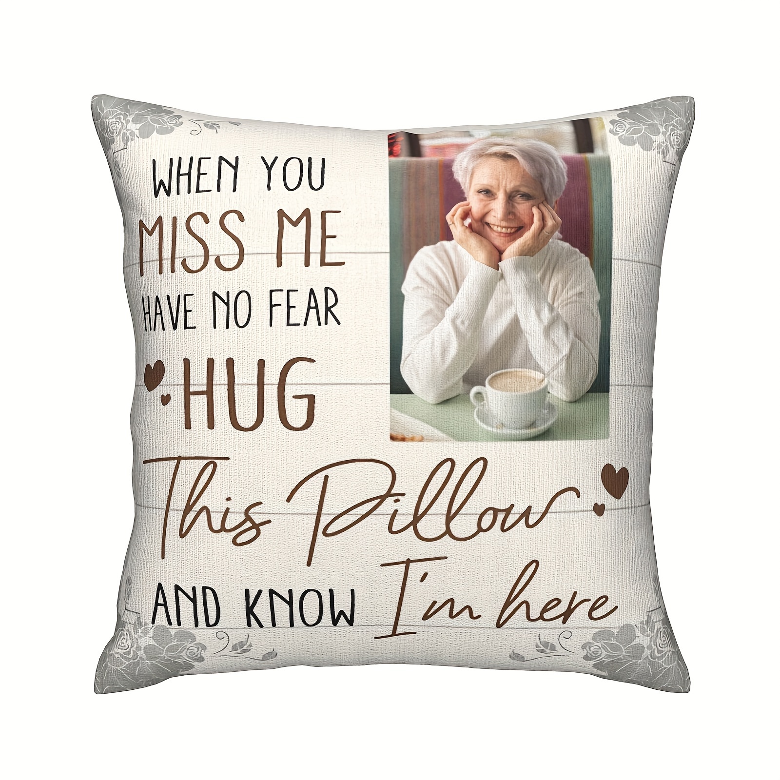 

1pc, Custom Short Plush 1 Sided Printed Pillow 18x18 Inch, Please When You Miss Me, Embrace This Pillow, I'm Here, Cushion Is Not Lncluded