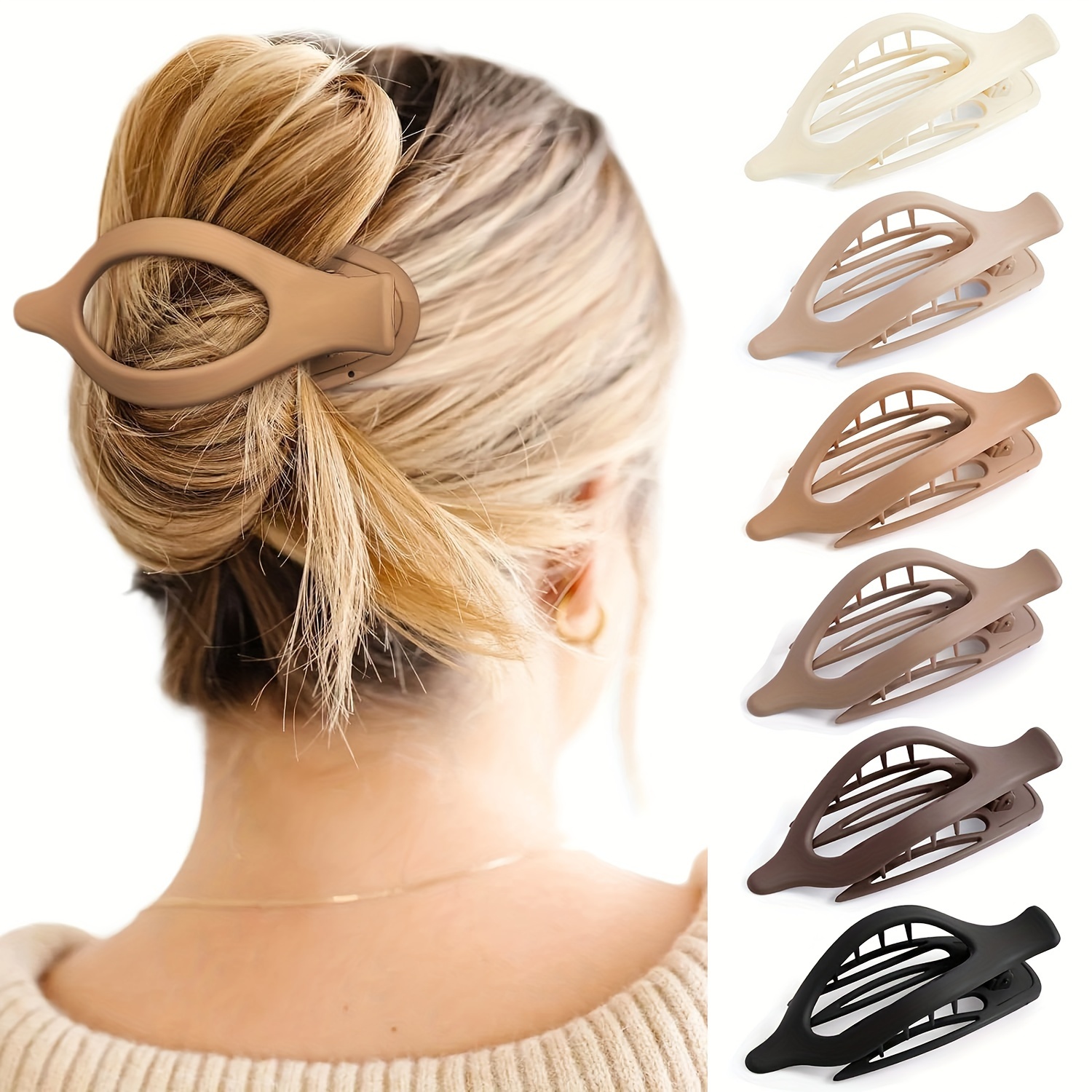 

6pcs/set French Hair Clips Claw - Matte Side Flat Hair Clips - No Hair Claw Clips For Hair (matte Flat Clips)