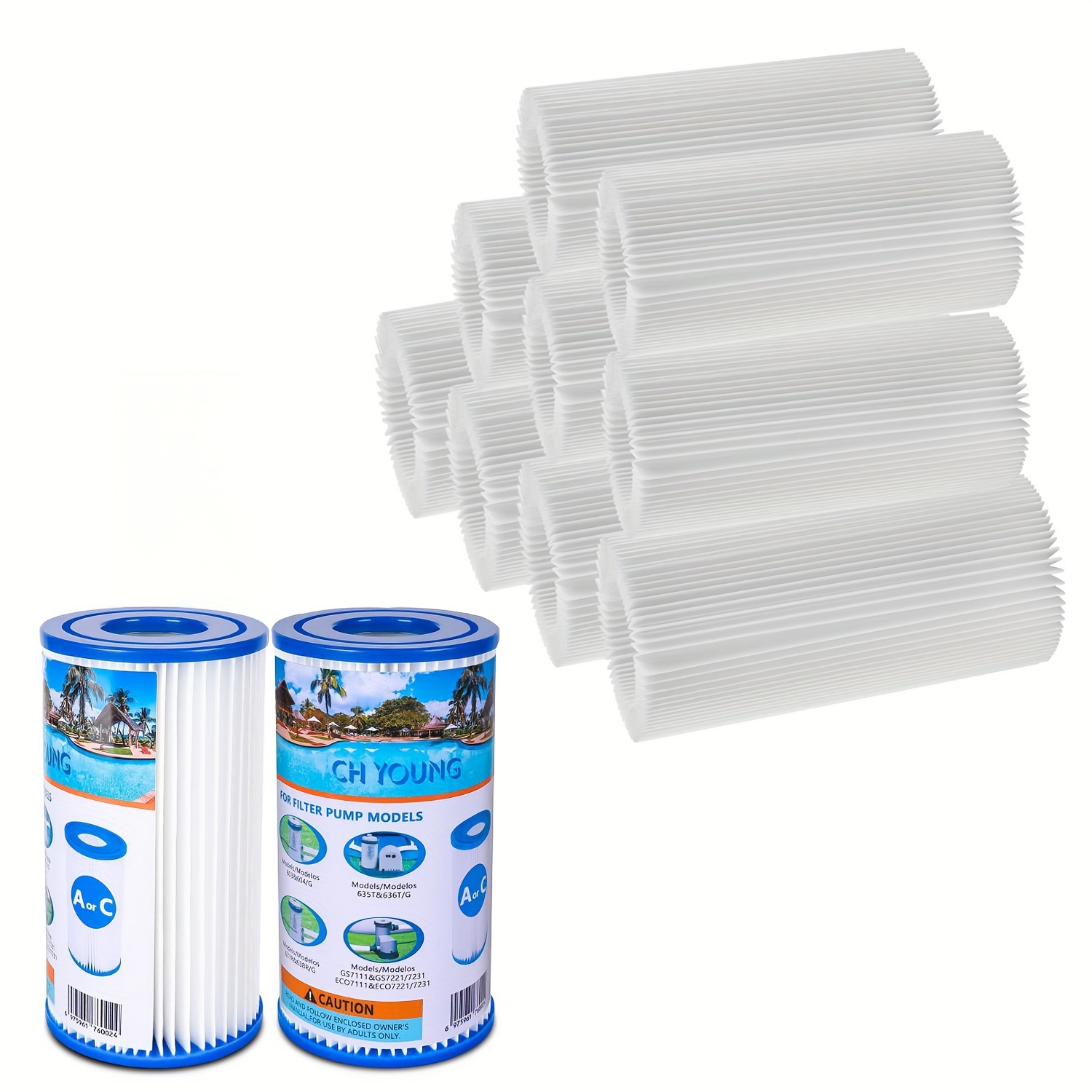 

Pool Filter Type A Or C 29000e/59900e Summer Waves A/c Filter For Above Ground Pools, A/c Pool Filter For Easy Set Pool, Type A/c Pool Filter Cartridge, 2pack And 9 Replacement Paper