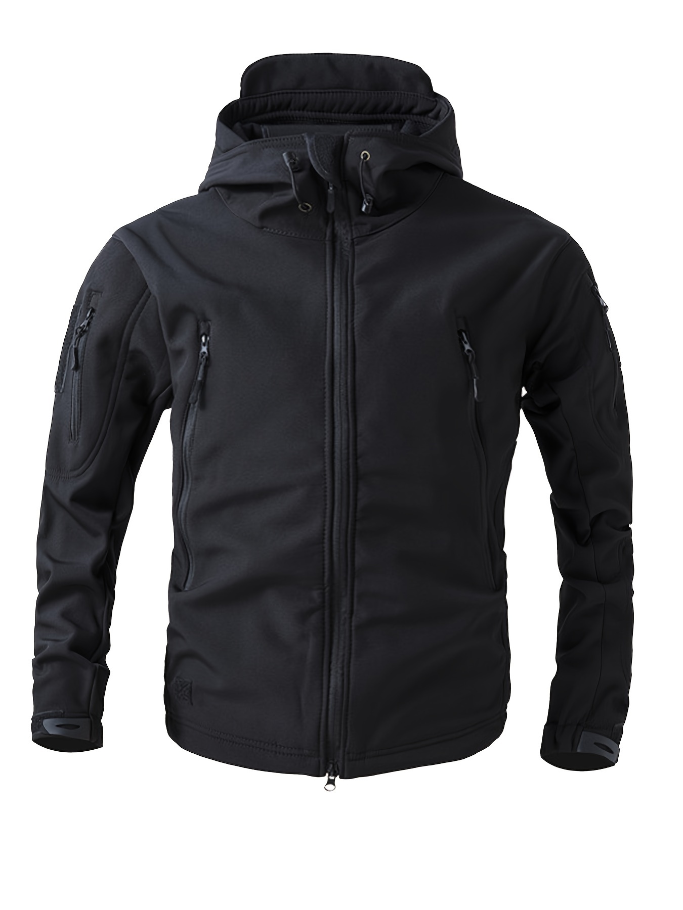 Veste Softshell Homme Avec Capuche Et Fermeture éclair Complète | Coupe-vent Décontracté Pour Randonnée, Couleur Unie, Poches Pratiques