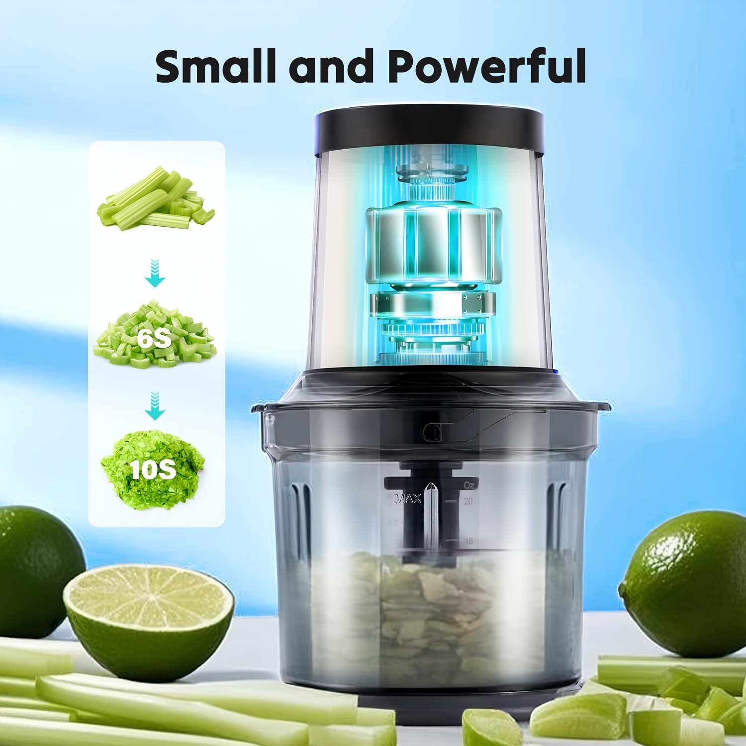 food commercial mixers processor 4 cup electric food chopper small but powerful meat grinder with 2 bowls 2   blades for vegetable meat nuts functions for chopping dicing mixing and puree Product details 3