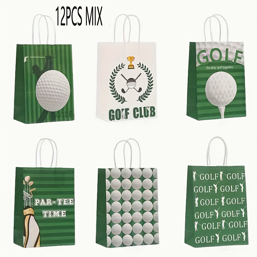 Image of 12pcs Vibrant Favor Bags Paper Goody Bags For Golf-themed Birthday Party, Durable Paper Material, Perfect For Party Decorations And Gift