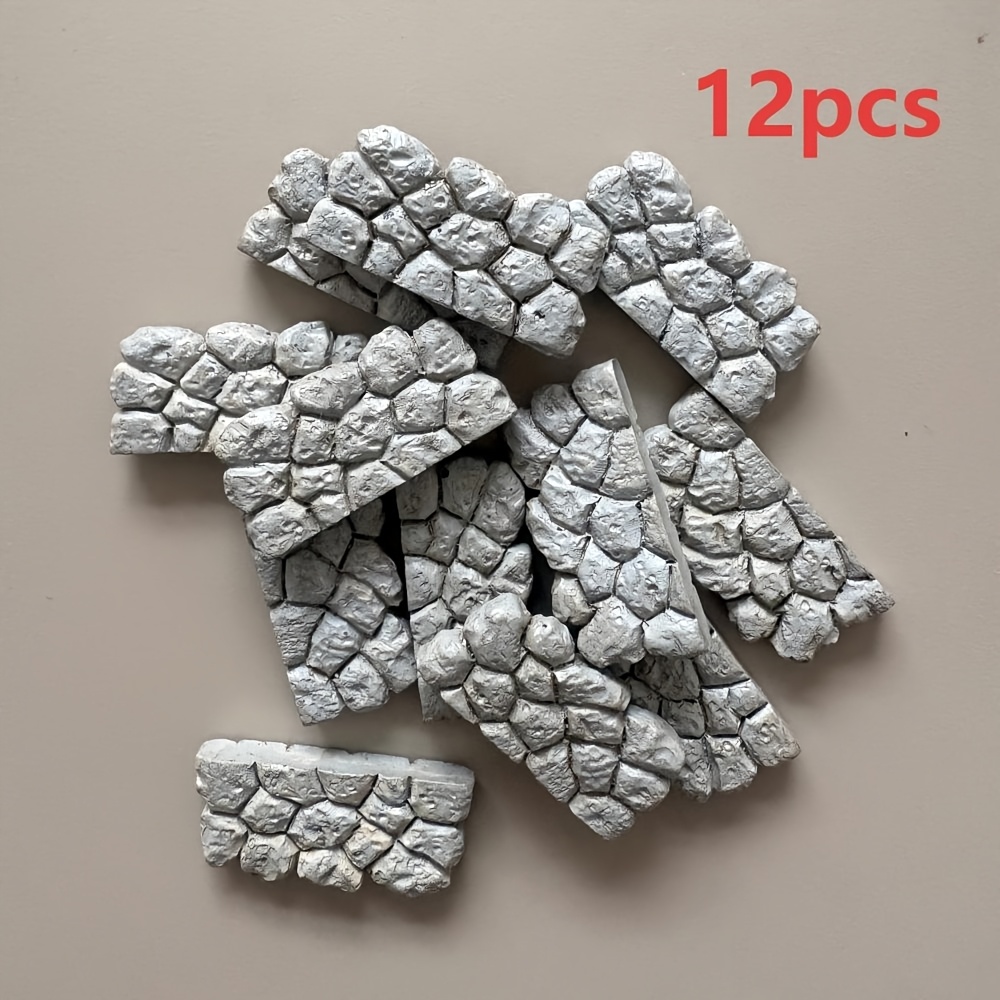 TEMU 12pcs Miniature Maison Modèle Murs en et Clôtures - Ajouts de Décoration de Maison Modèle, Créatifs - Mini Murs en Simulés