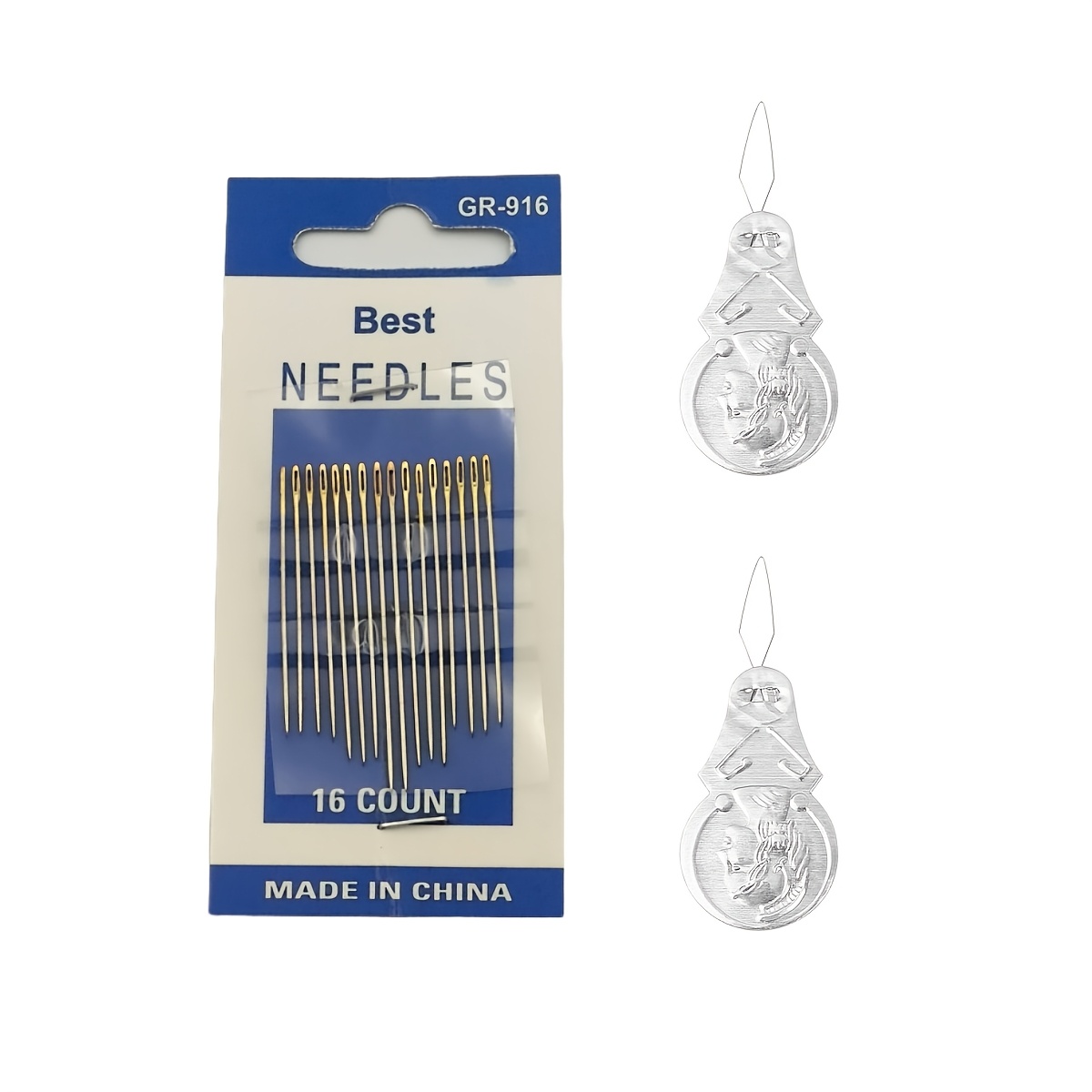 16 Needle Cards + 2 Threaders, Multi-specification Hand Sewing Needle Combination Set, Gold-plated Embroidery Needles At The Tail, With Threading Tools, For Handmade Sewing Crafts, Sewing Hand Needles