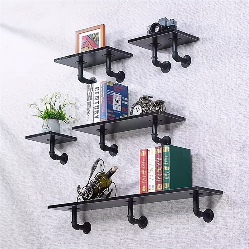 

10pcs Industrial Pipe Metal Shelf Brackets, Vintage Style Wall Mounted Support For 8/10/12/14 Inch Boards, Home Decor Floating Shelves