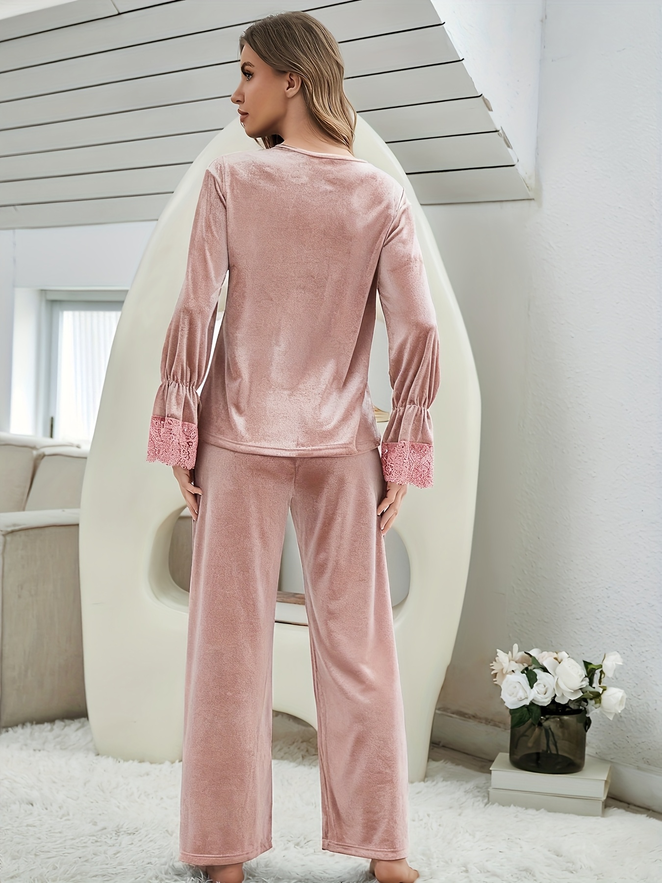 Pyjama 2 Pièces Femme En Velours Coréen Doux - Haut Dentelle Et Short - Vêtement D'intérieur Confortable Pour Soirées Cocooning