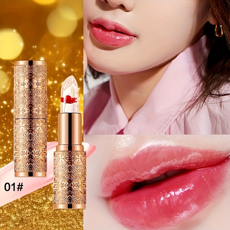 color changing lip balm moisturizing lipstick with flower long lasting hydration temperature change lip jelly lipstick details 6