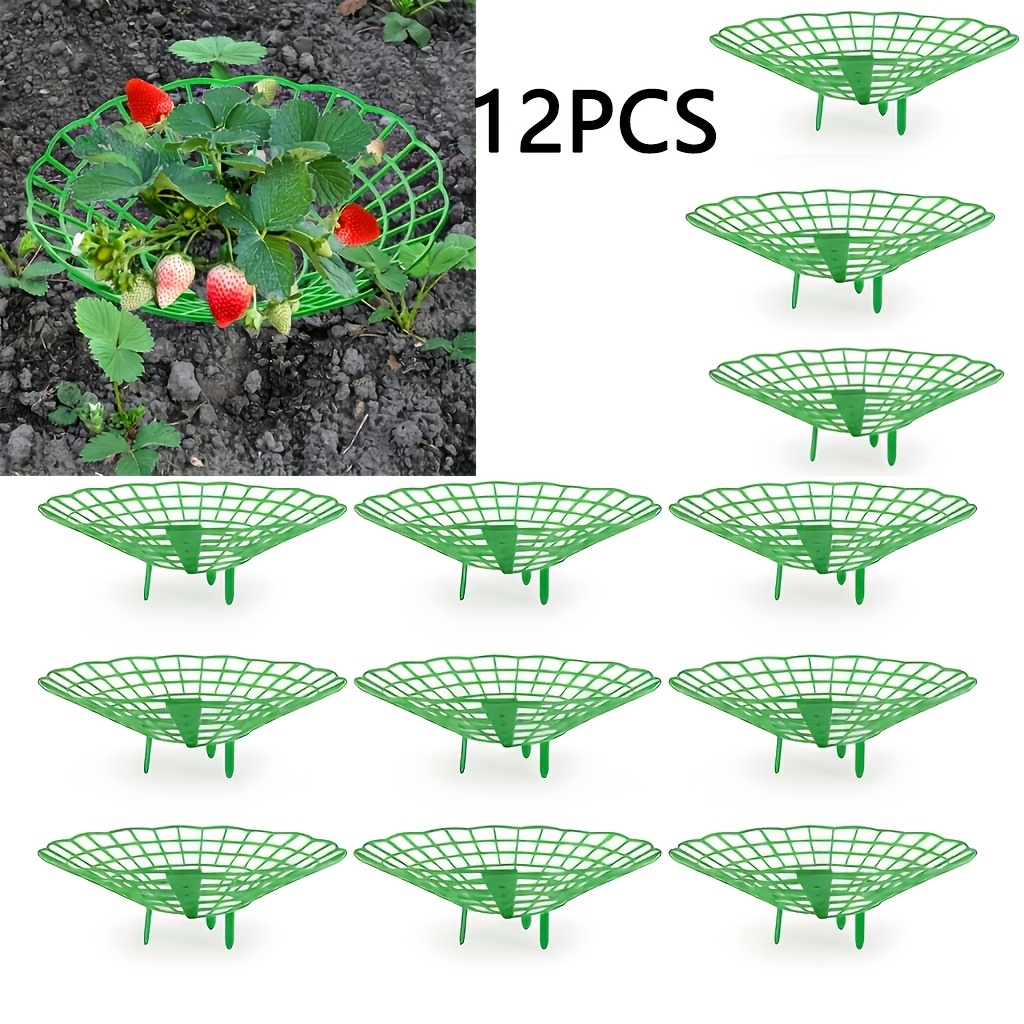 Image of 12pcs Of Green Strawberry Planting Rack With 3 Sturdy Legs - Strawberry Stand Strawberry Planter Potted Strawberry Holder Anti-rot Fruit Support
