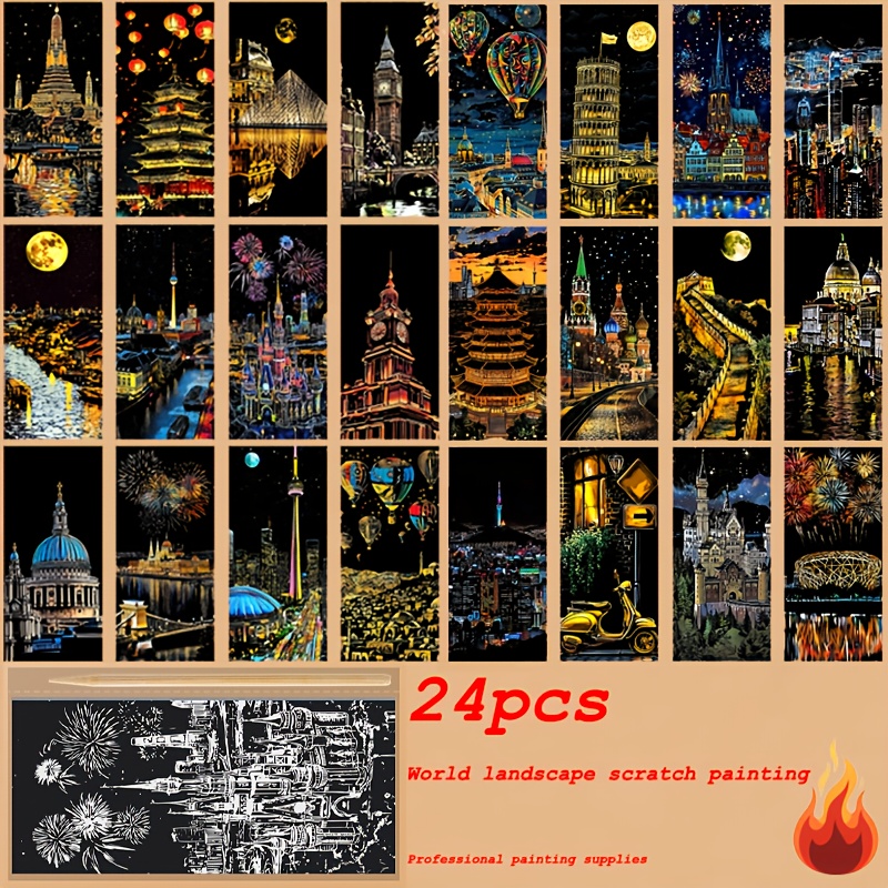 Image of 24pcs Bookmark Art Painting Kit, Handmade Made Into Bookmarks, Birthday Gifts, Holiday Gifts, Party Craft Supplies
