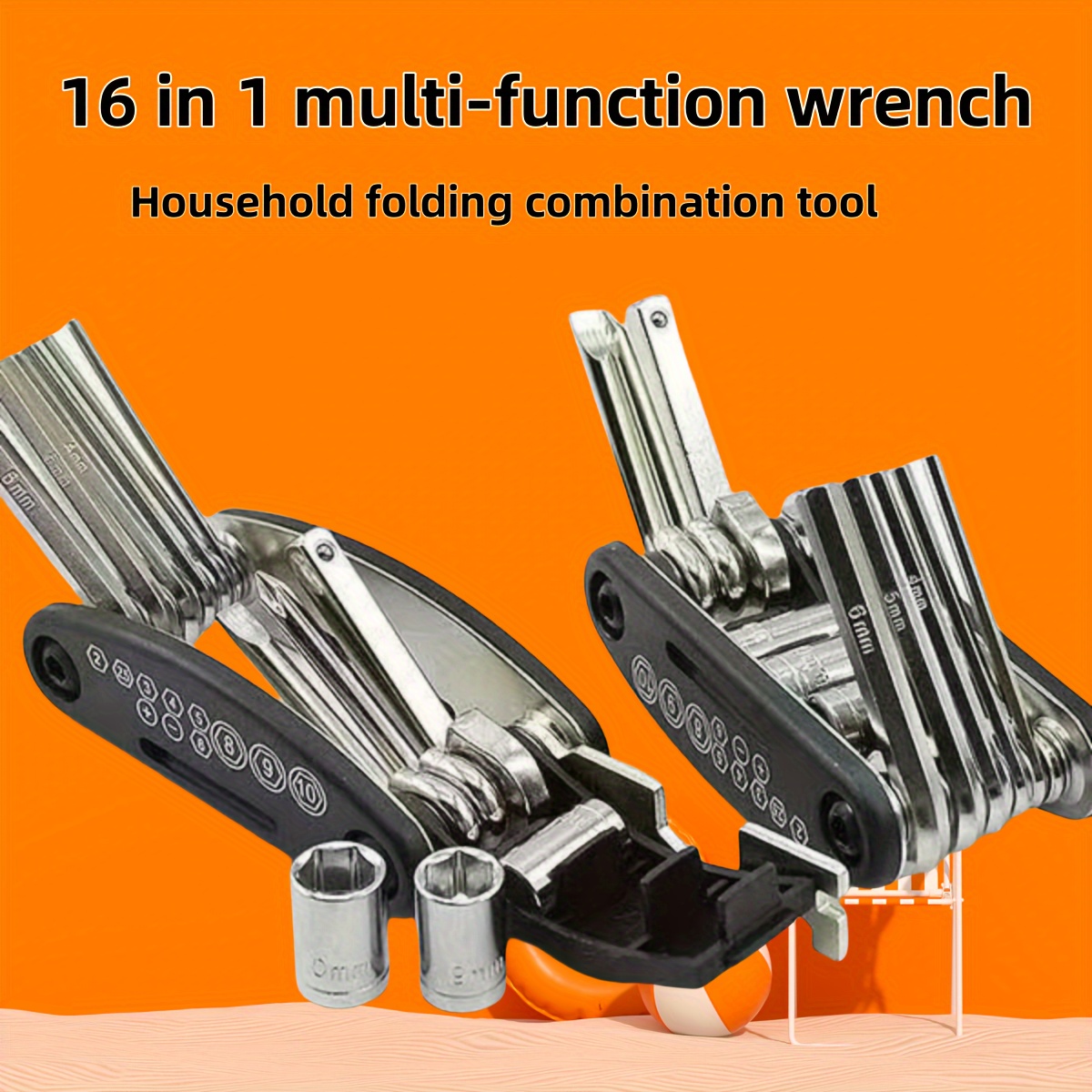 portable folding multi tool with screwdrivers hex wrenches pliers compact alloy handymans toolkit for home bike repair outdoor use design multi tool for sleek metallic construction Product details 5