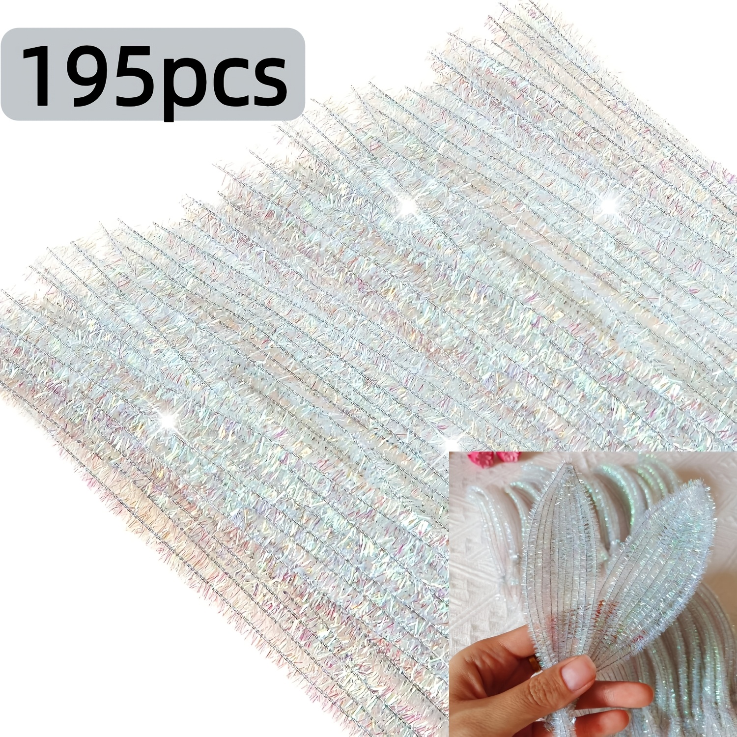 TEMU 195pcs Iridescent Chenille Stems Craft Kit, Diy Handmade Art Craft Creation, Bulk Pipe Cleaners, Suitable For Crafting For Lotus And Water Lily,