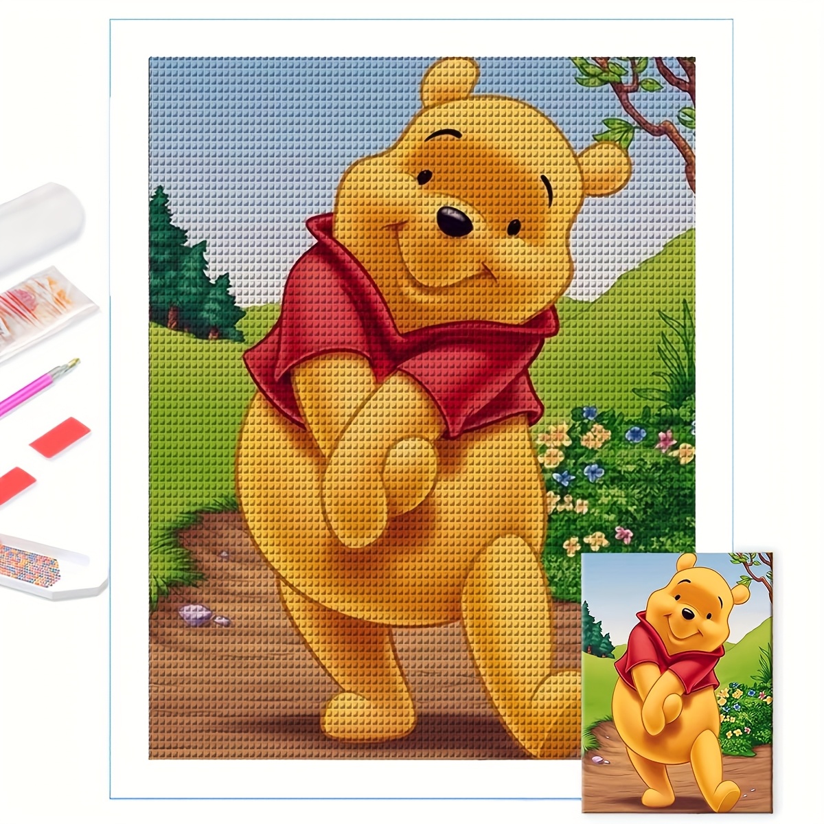 Winnie The Pooh Diamond Art Painting, Leisure DIY Diamond Art Painting Kit, Adult Art Animation Stieboy, Family Leisure, Wall Decoration, Round Diamond, Pattern Size 12x16 Inches
