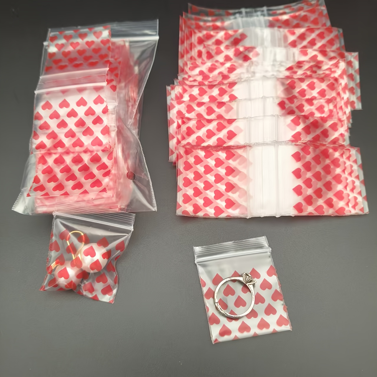 TEMU 100pcs Of Heart-patterned Packaging Bags, Jewelry Storage Pouches, Mini Bags, For Party Events And Holiday Gift Packaging Storage, Wedding And