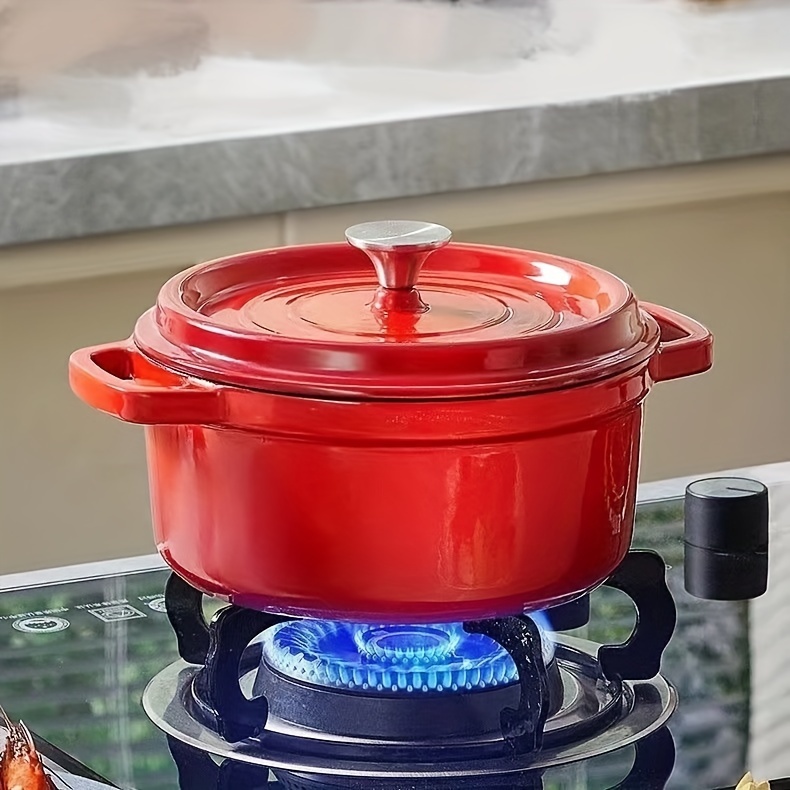 enameled cast iron dutch oven with handles 18 2cm 7 16in diameter 14cm 5 5in height 6 4  5  1 7kg capacity suitable for gas stoves details 1