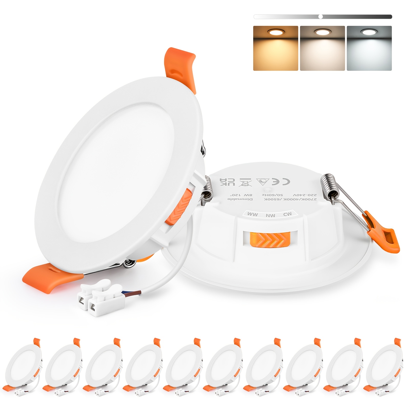 Uring Set Of 6/set Of 10 Led Recessed Spotlights 230v 5w 550lm Dimmable 65-75mm, Recessed Lights For Bathroom Kitchen, 2700k/4000k/6500k Recessed Spots
