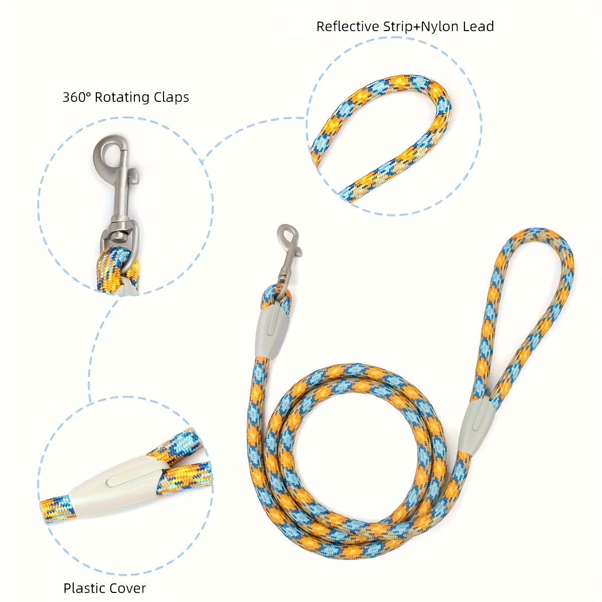 Anti-Escape Nylon Dog Leash with Night Reflective Rope