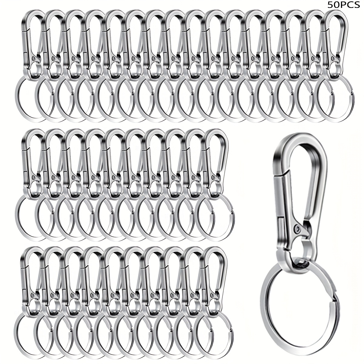 TEMU 50 porte-clés en métal avec clips, pendentif créatif à double anneau de design simple, adapté pour supports, sacs de rangement et porte-clés