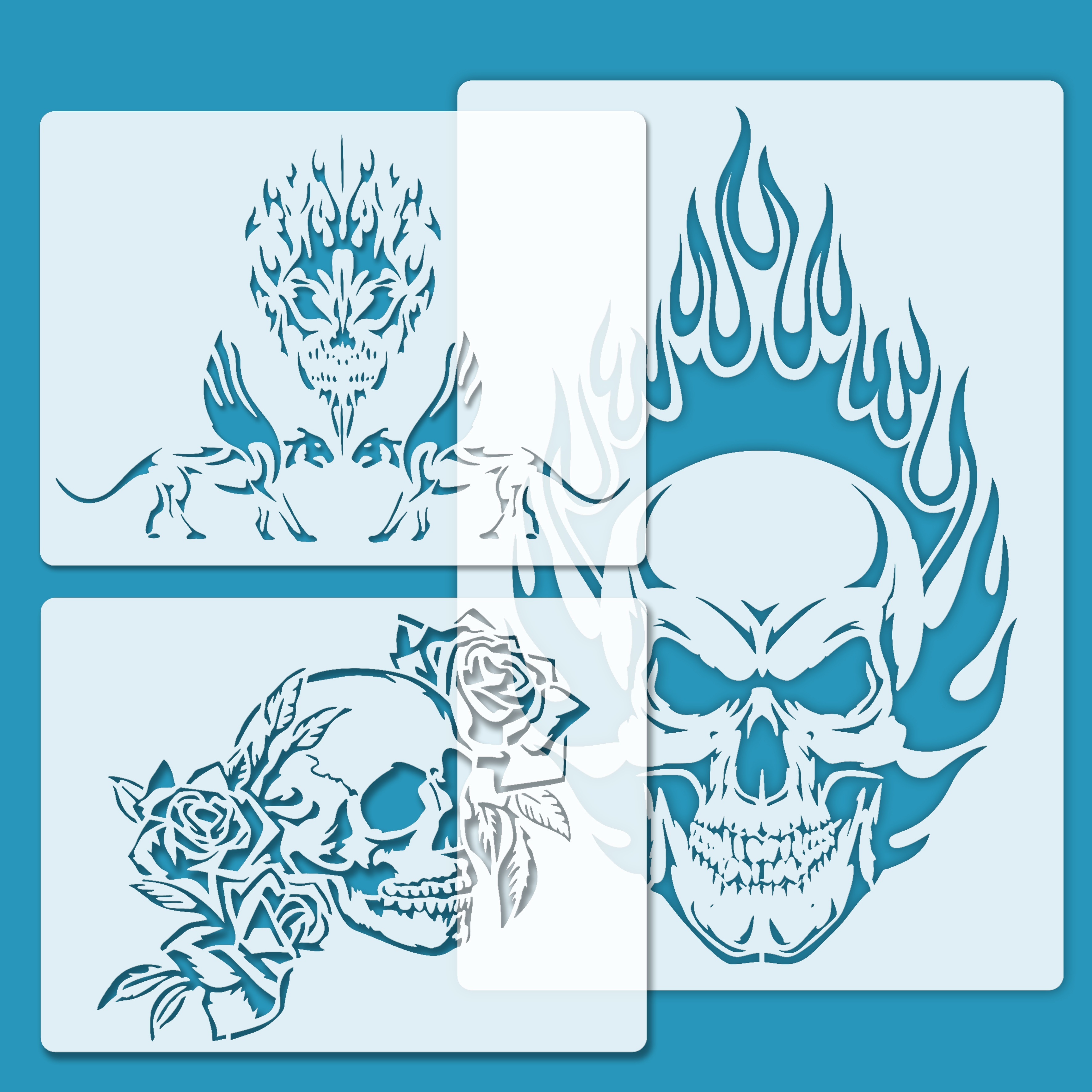 skull-stencils-diy-crafts-reusable-templates-card-making-temu