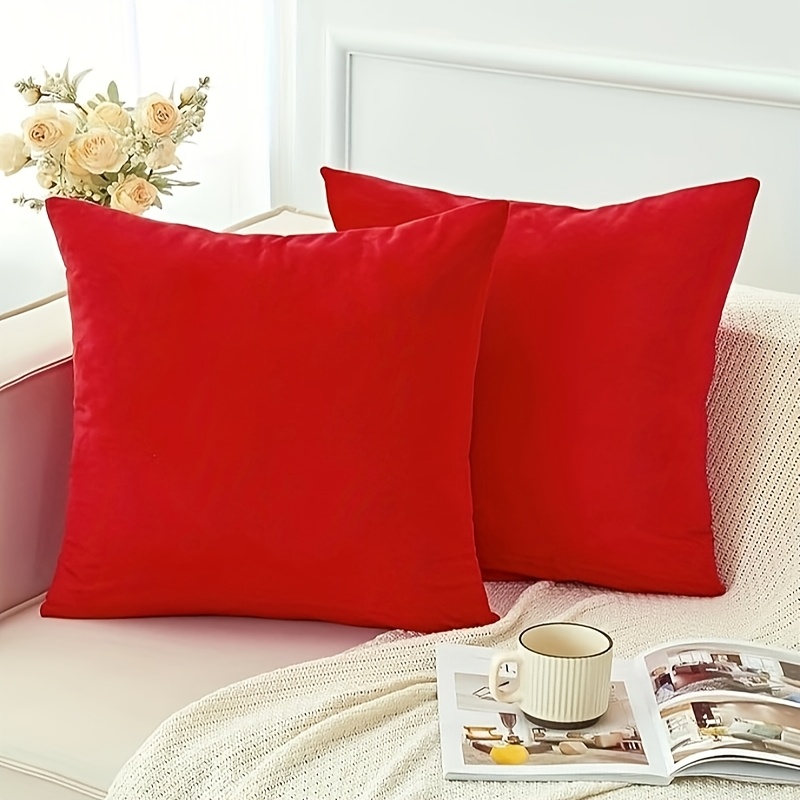 

2-pack Modern Christmas Red Throw Pillow Covers, 18x18 Inch, Soft Short Plush Zippered Cushion Cases, Machine Washable, Bohemian Home Decor For Room Types, 100% Polyester