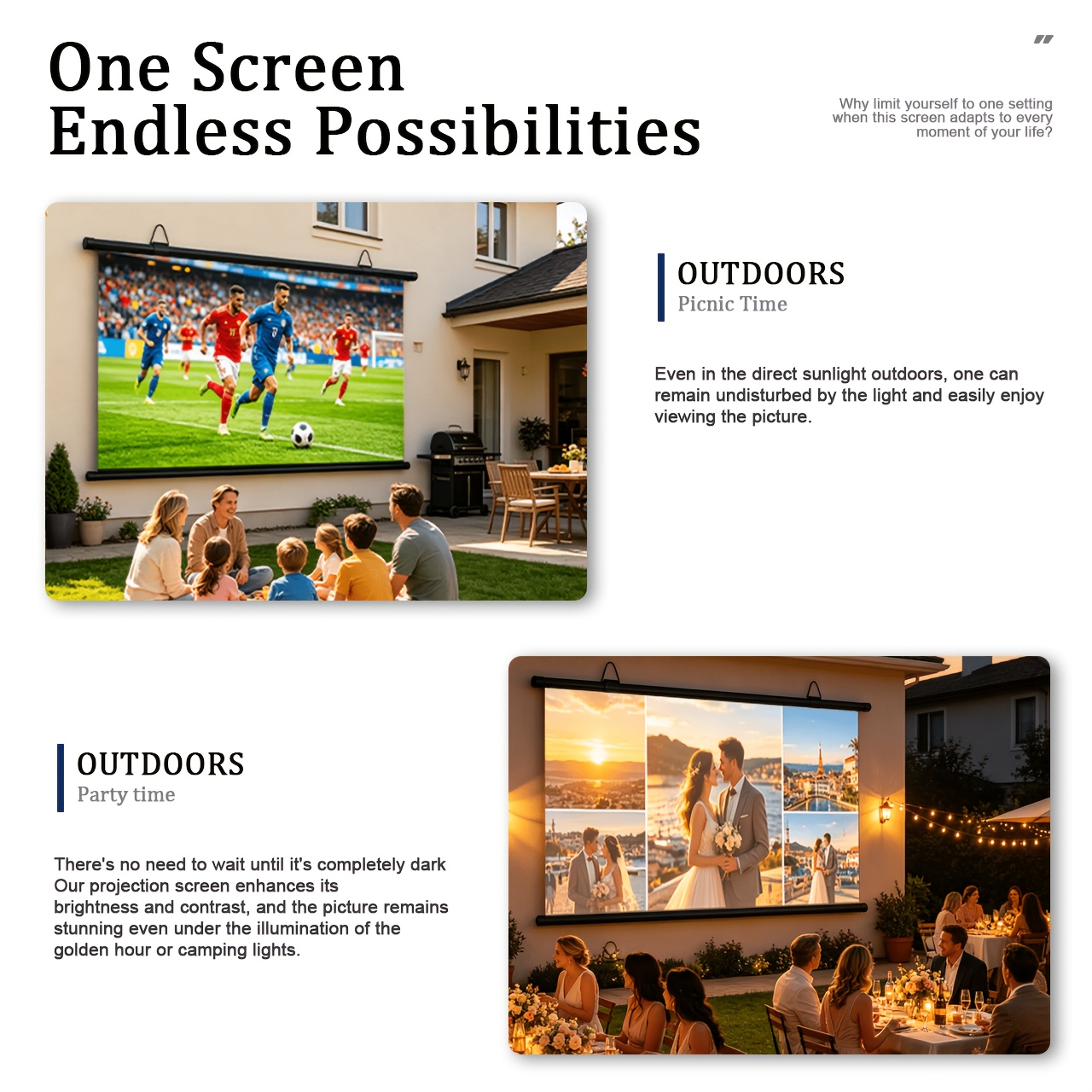 Wall-Mounted Gray Projector Screen, 16:9 4K HD Projection