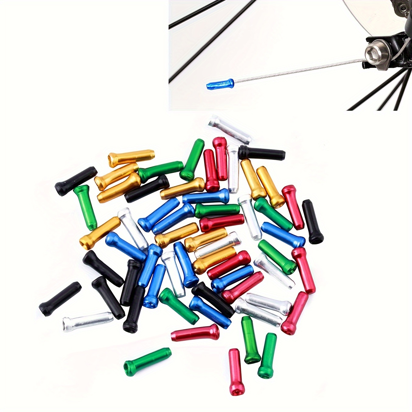 

30pcs/50pcs Embouts de Câble de Frein de Vélo Multicolores, Embouts de Câble de Vélo en de 12mm, Sertissages Durables d'Embout de Câble de Cyclisme de Frein et de de Vitesses de Vélo