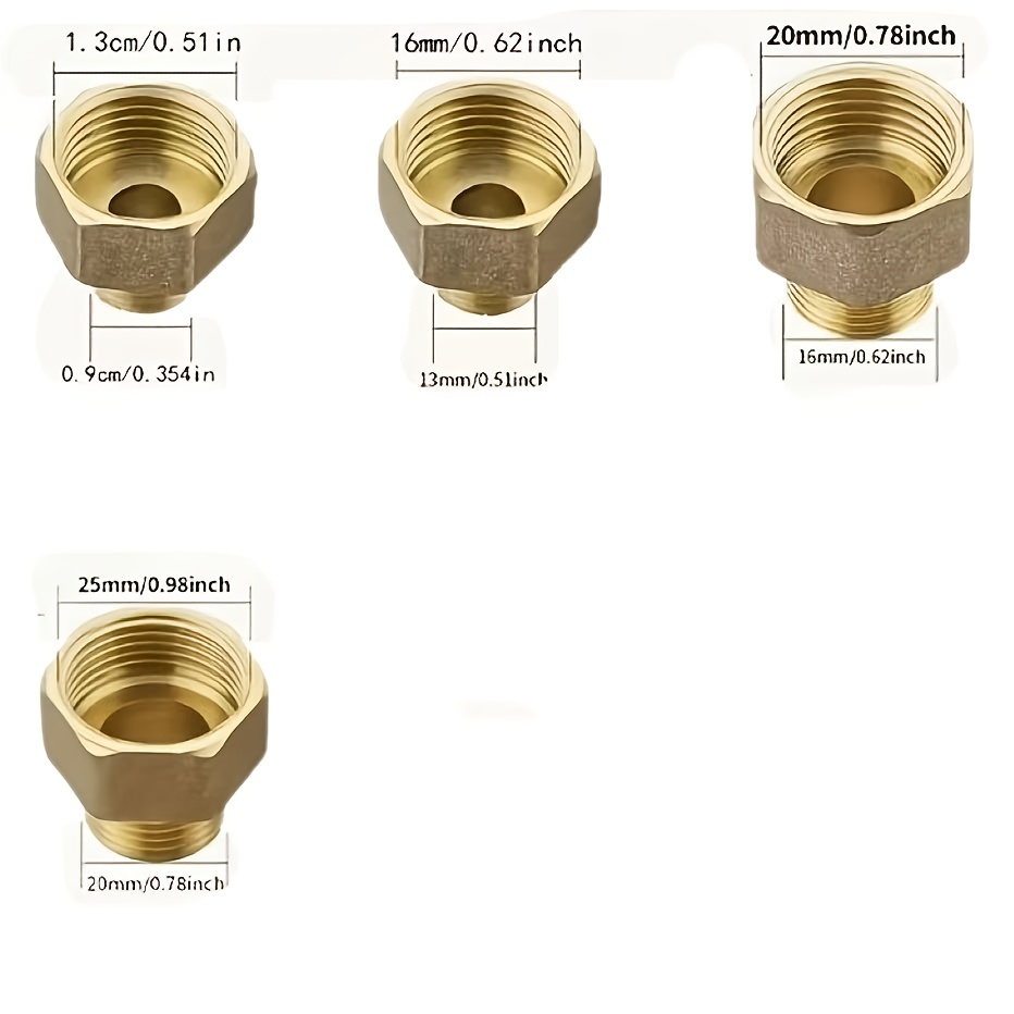 Image of 4pcs Heavy-duty Brass Pipe Adapter Kit - Npt/en Threaded Male-female Connectors (1/4"/3/8"/1/8"/1/2") For Plumbing, Rv, Pipe Repairs