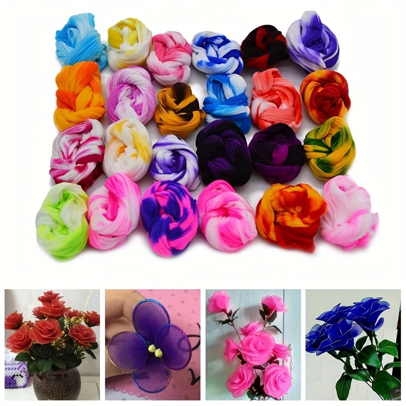 

5-pack Multicolor Nylon Stocking Fabric For Artificial Flower Making, Diy Craft Material For Wedding And Home Decor, Non-water Resistant Craft Supplies