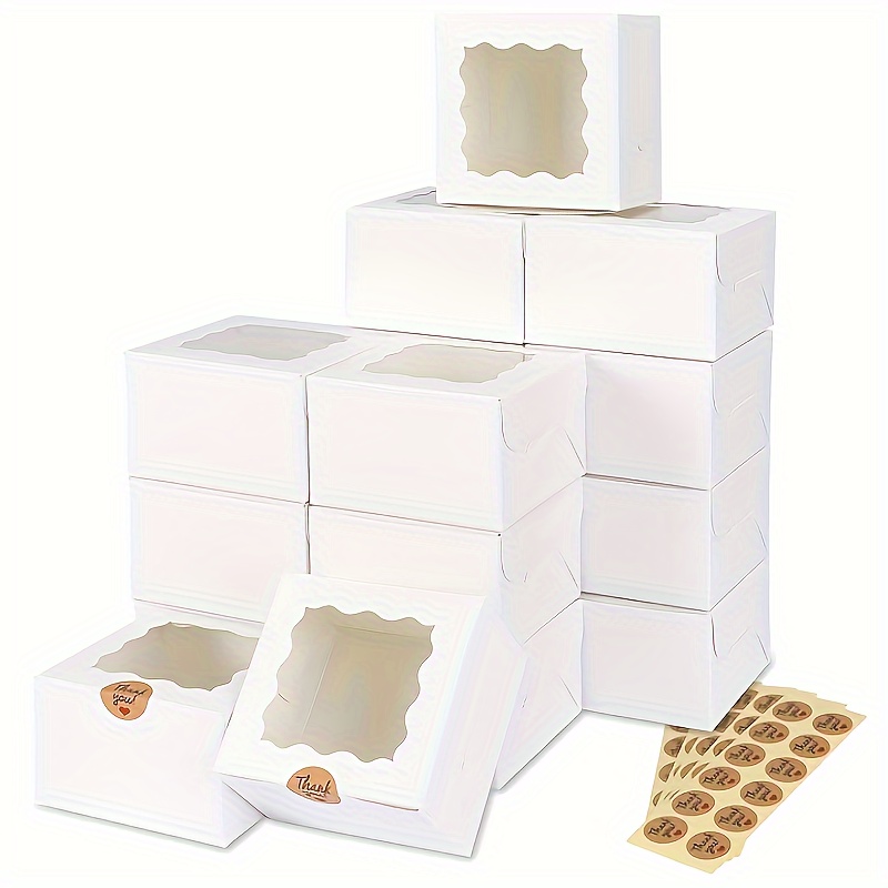 

30pcs White Bakery Boxes 6x6x3 Inches Cake Boxes With Window, Cookie Boxes, Pastry Boxes, Dessert Boxes, Treat Boxes For Cheesecake, , Treats, Pastry, Cupcake, Pie, Birthday Party