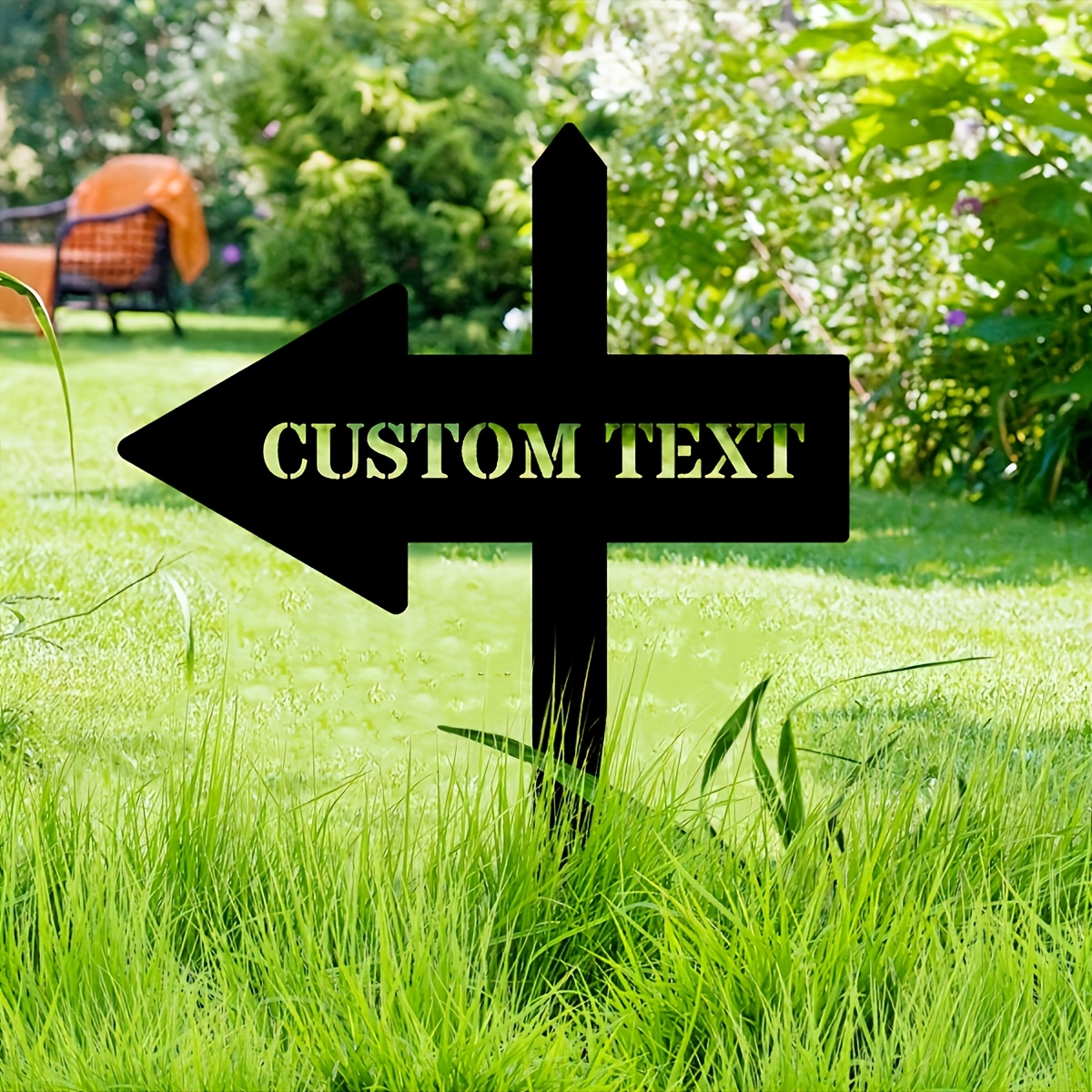 Custom Metal Arrow Directional Sign - Personalized Outdoor Garden Stake, Suitable for Yard and Lawn Art, Multiple Sizes Available, Battery-Free, Durable Weatherproof Decorative Metal Design