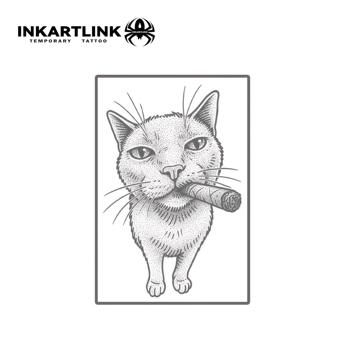 inkartlink temporary juice tattoo sticker cigar smoking cat