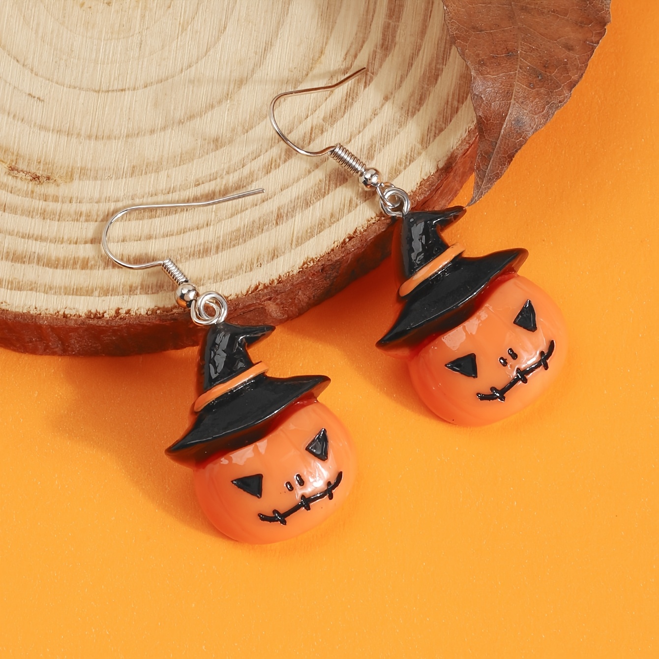 Whimsical Pumpkin Acrylic Earrings, Cartoon Style