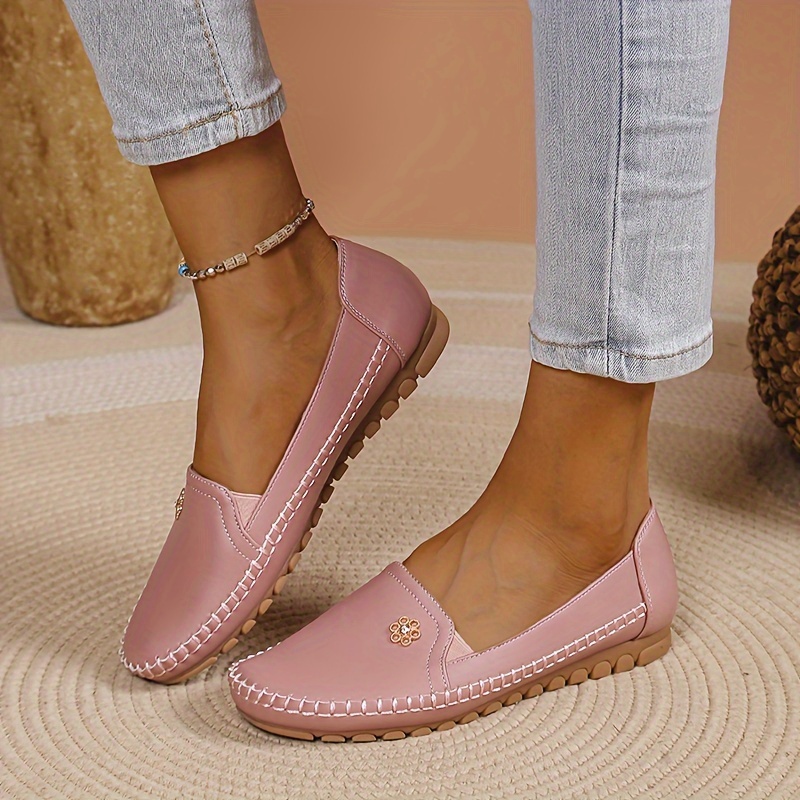 women s solid color flat loafers casual slip soft sole shoes details 19